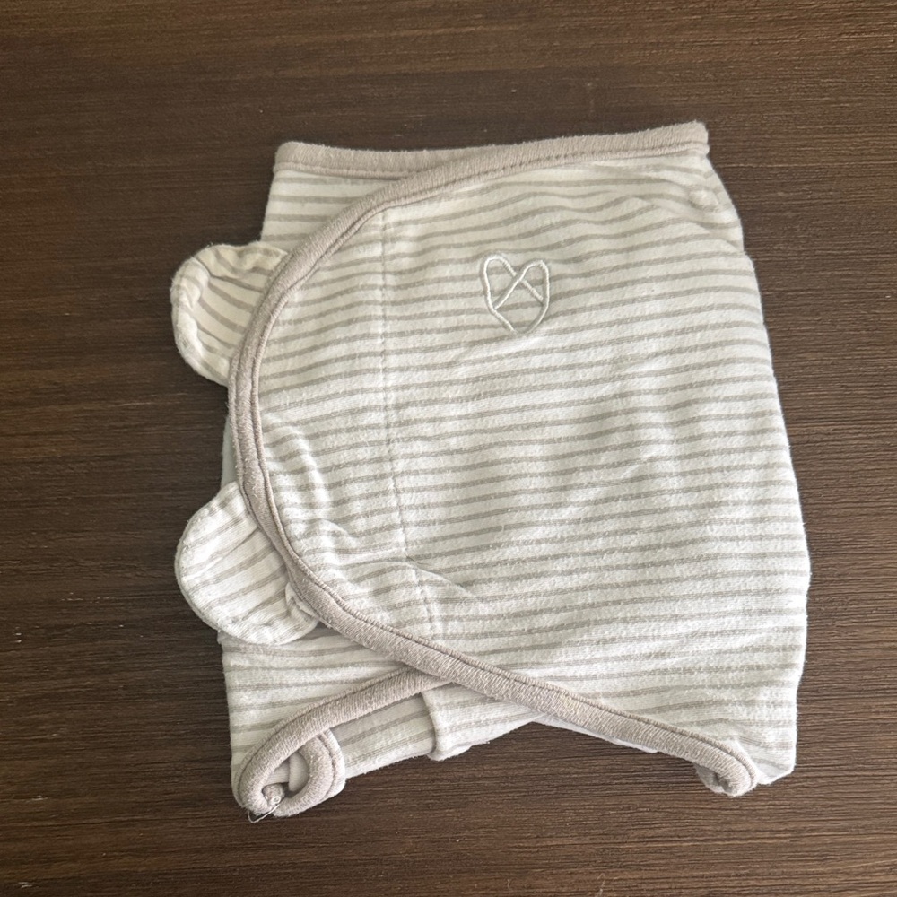 Soft Striped Baby Swaddle Wrap - Light Gray